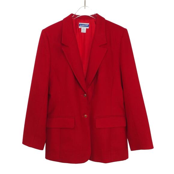 Vintage Pendleton Wool Red Blazer Jacket with Gold Buttons Size Medium - Picture 1 of 7